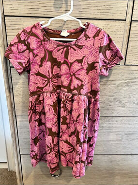 Floral Dress Pink & Brown